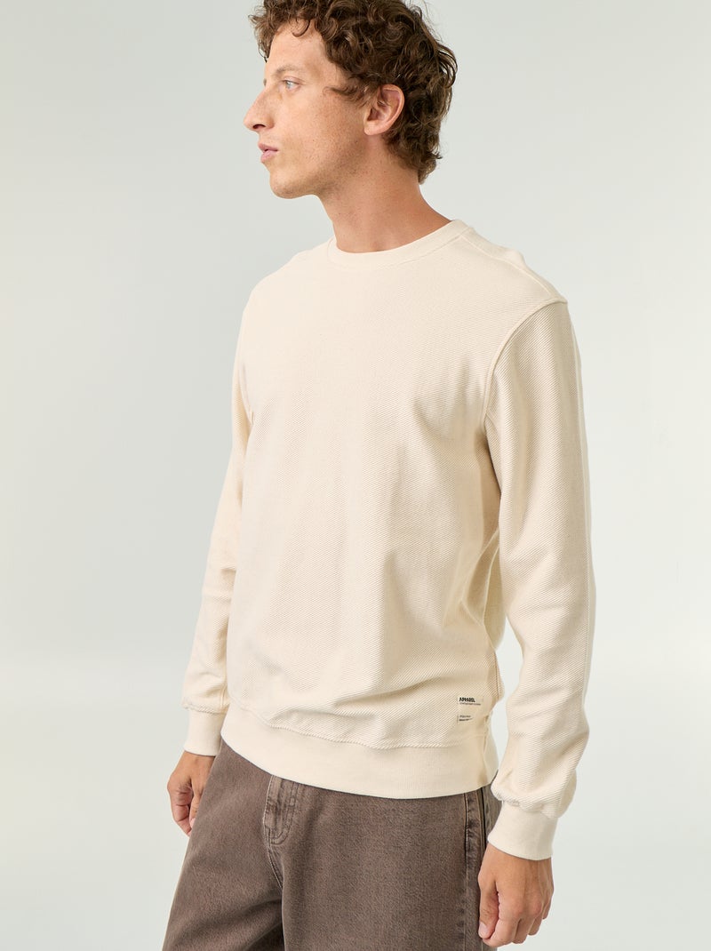 Pull en maille fine jauge côtelée Blanc - Kiabi