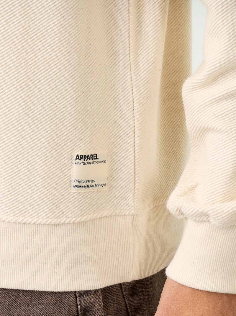 Pull en maille fine jauge côtelée Blanc - Kiabi