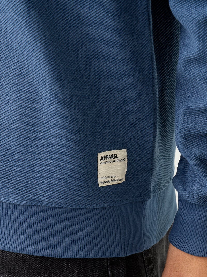 Pull en maille fine jauge côtelée Bleu - Kiabi