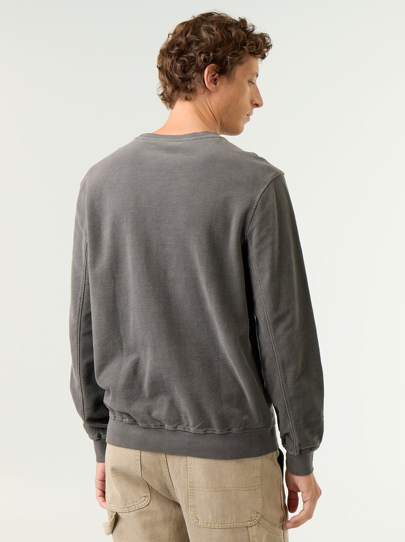 Pull en maille fine jauge côtelée Gris - Kiabi