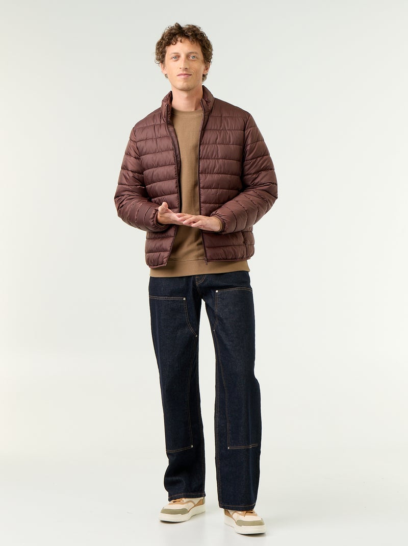 Pull en maille fine jauge côtelée Marron - Kiabi