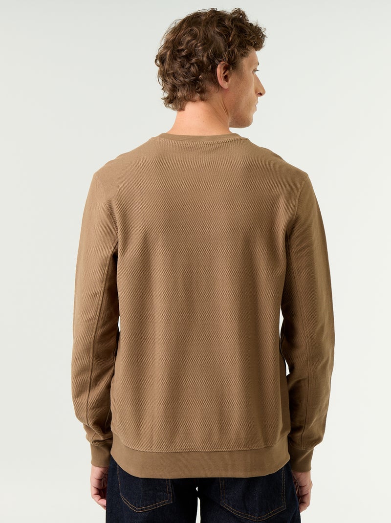Pull en maille fine jauge côtelée Marron - Kiabi