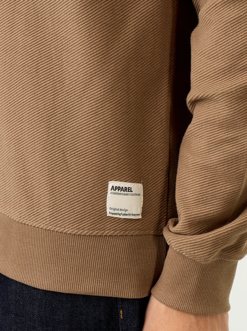 Pull en maille fine jauge côtelée Marron - Kiabi