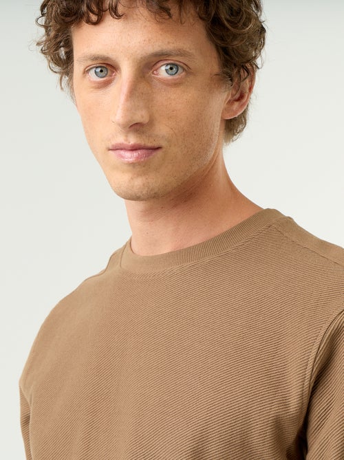 Pull en maille fine jauge côtelée - Kiabi