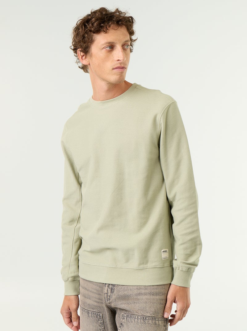 Pull en maille fine jauge côtelée Vert - Kiabi