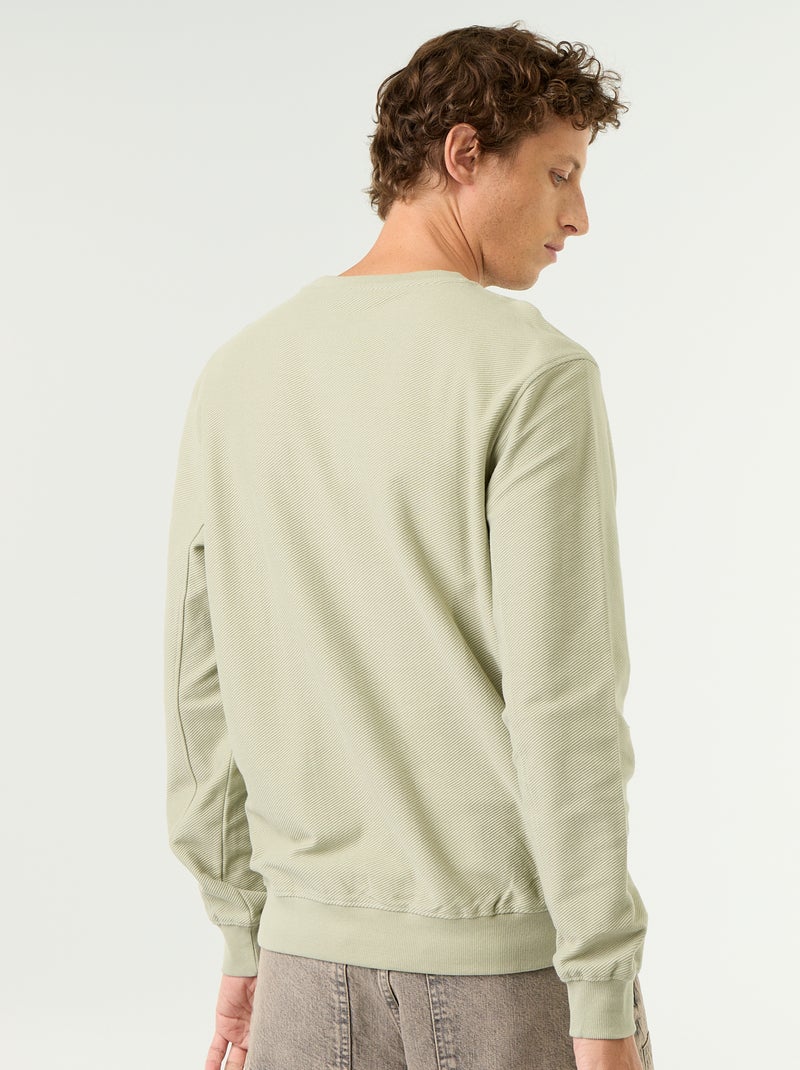 Pull en maille fine jauge côtelée Vert - Kiabi