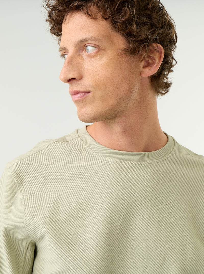 Pull en maille fine jauge côtelée Vert - Kiabi