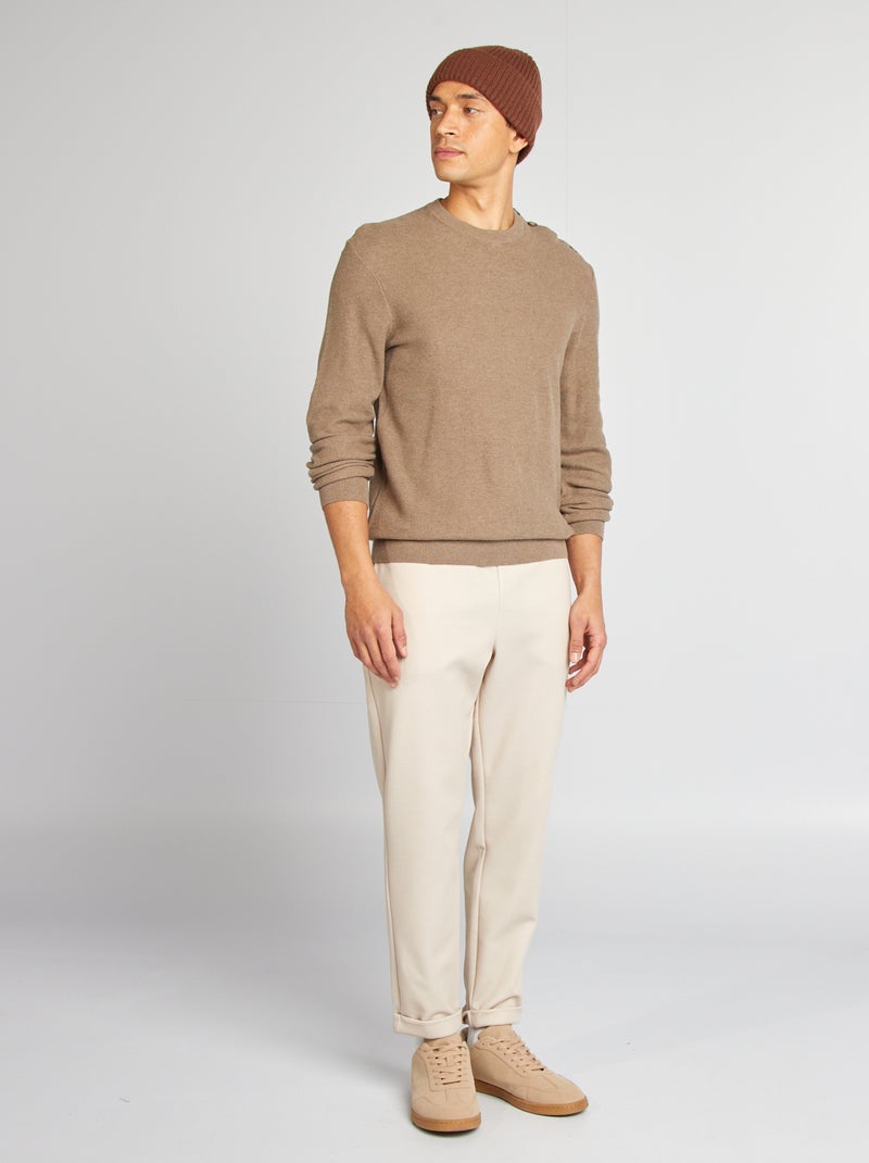 Pull en maille fine jauge type nid d'abeilles BEIGE - Kiabi