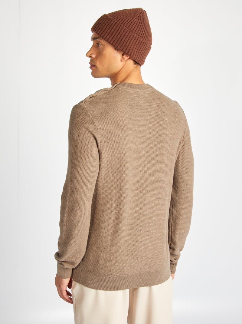 Pull en maille fine jauge type nid d'abeilles BEIGE - Kiabi