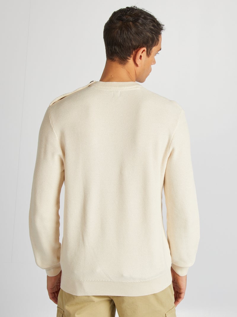 Pull en maille fine jauge type nid d'abeilles Ecru - Kiabi