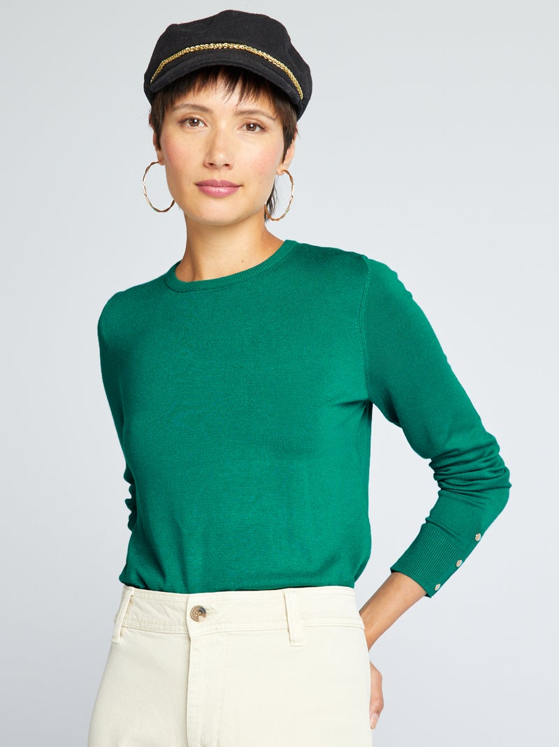 Pull en maille fine Vert - Kiabi
