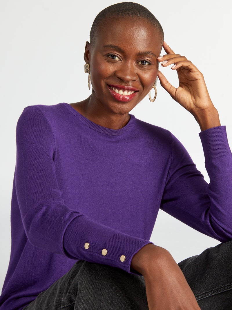 Pull en maille fine Violet - Kiabi