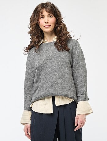 Pull en maille grosse jauge à col rond