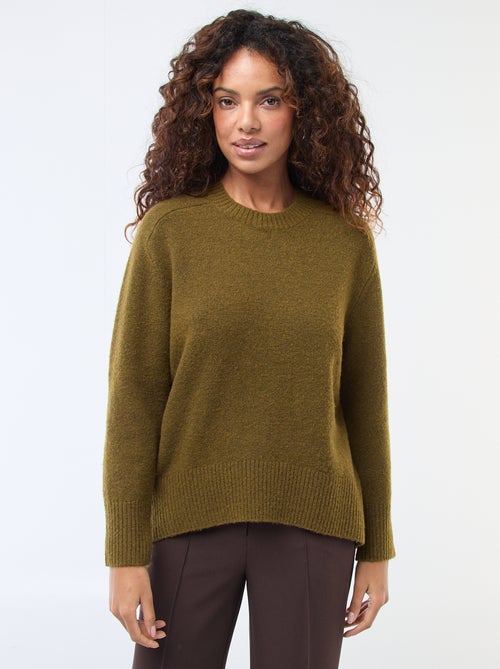 Pull en maille grosse jauge à col rond - Kiabi