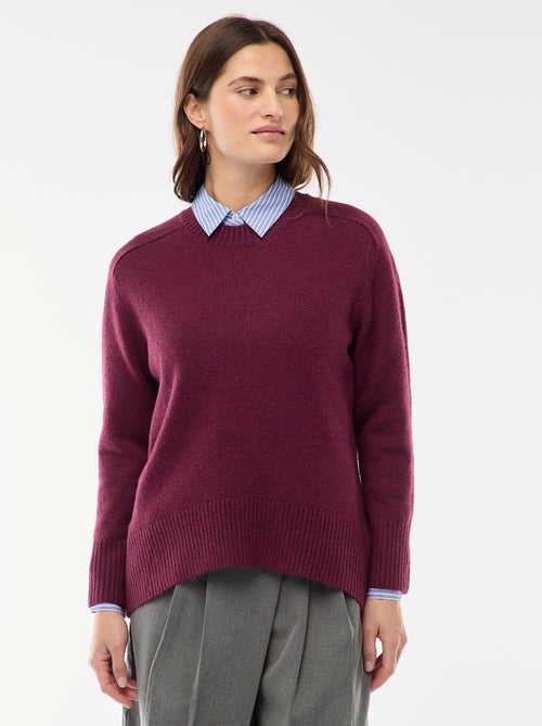 Pull en maille grosse jauge à col rond - Kiabi