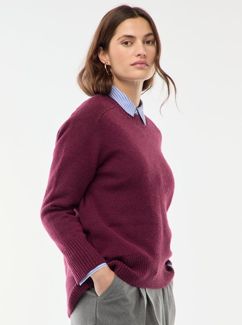 Pull en maille grosse jauge à col rond - Kiabi