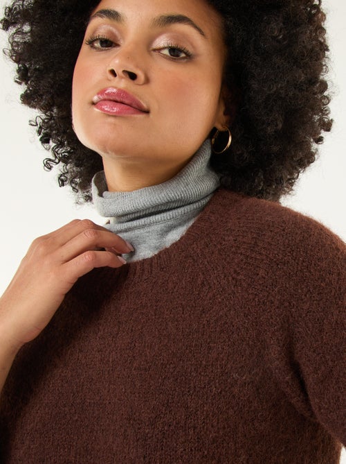 Pull en maille grosse jauge à manches courtes - Kiabi