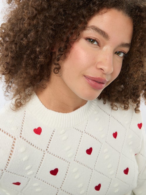 Pull en maille grosse jauge avec motif à 'cœur' - Kiabi