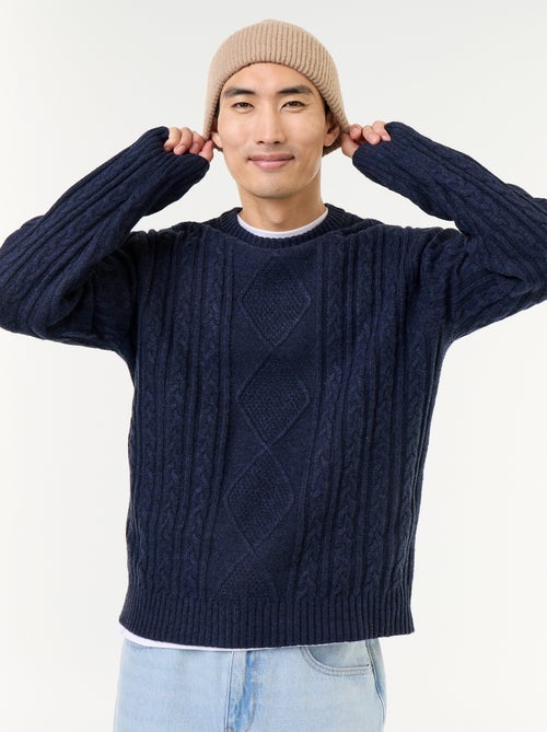 Pull en maille grosse jauge avec torsades - Kiabi Pull en maille grosse jauge avec torsades - Kiabi
