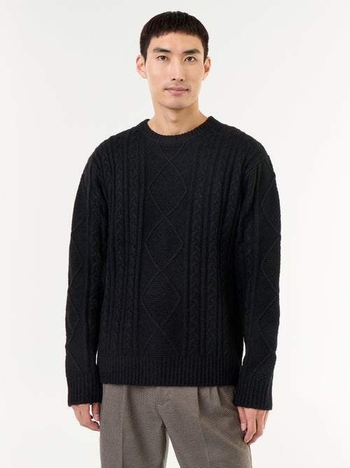 Pull en maille grosse jauge avec torsades - Kiabi