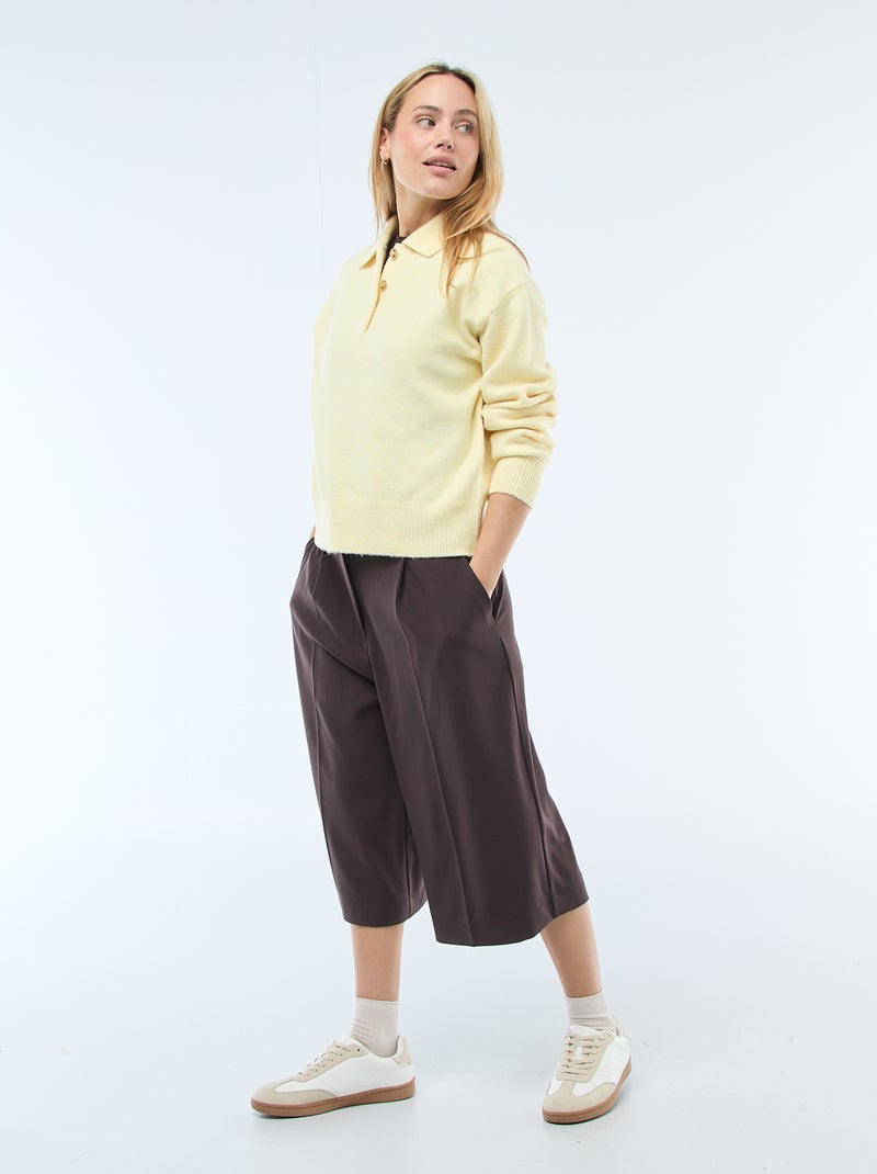 Pull en maille grosse jauge avec un col polo Jaune - Kiabi