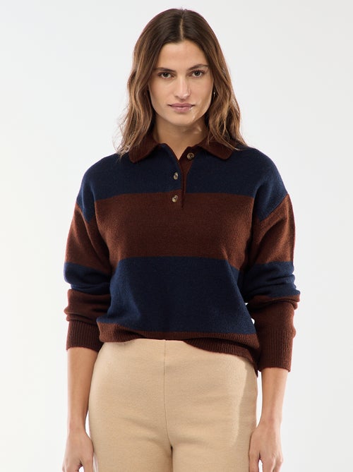 Pull en maille grosse jauge avec un col polo - Kiabi