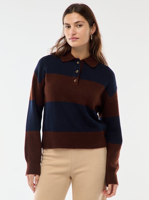 Pull en maille grosse jauge avec un col polo - Kiabi