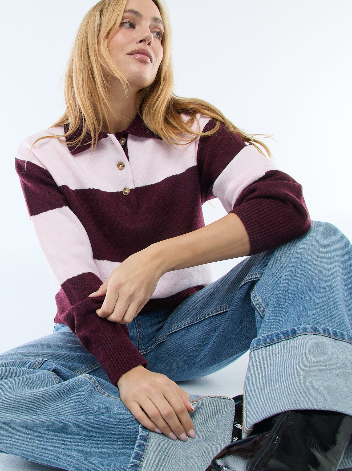 Pull en maille grosse jauge avec un col polo