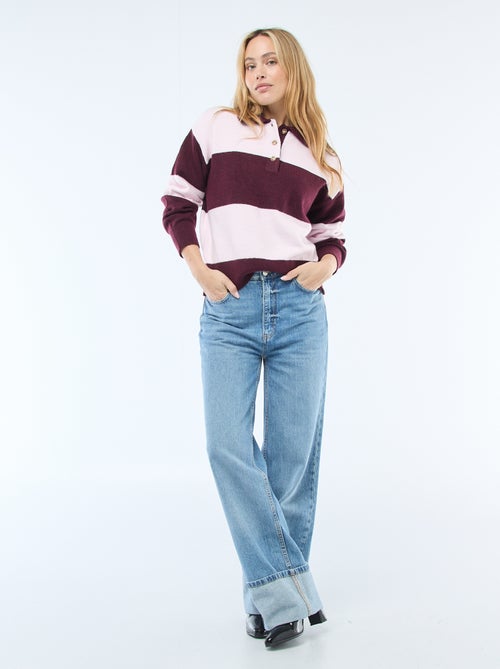 Pull en maille grosse jauge avec un col polo - Kiabi