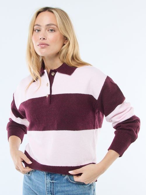 Pull en maille grosse jauge avec un col polo - Kiabi