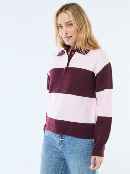 Pull en maille grosse jauge avec un col polo - Kiabi