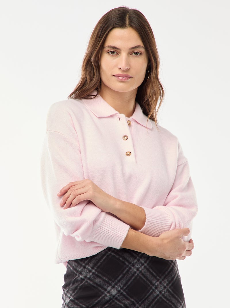 Pull en maille grosse jauge à col rond - Gris - Femme - 15.00