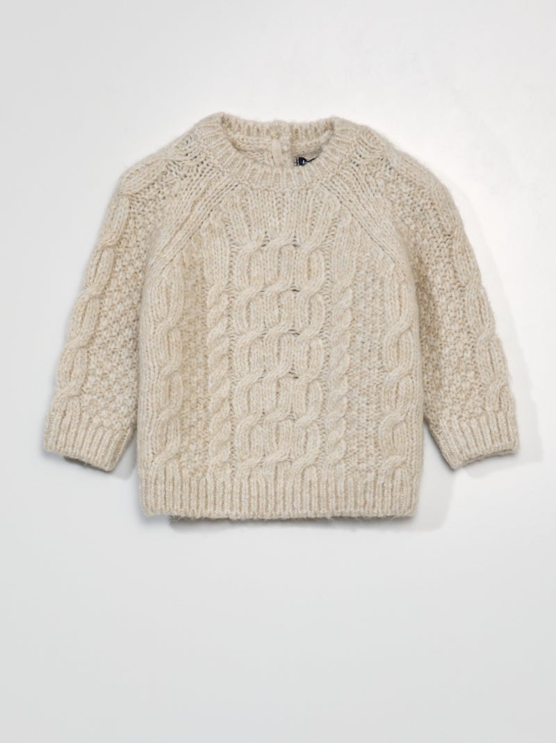 Pull en maille grosse jauge Beige - Kiabi