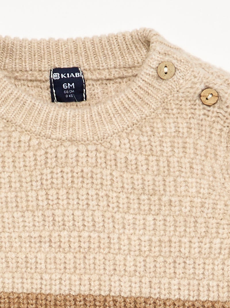 Pull en maille grosse jauge Beige - Kiabi