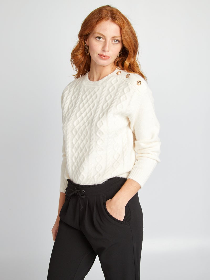 Pull en maille grosse jauge Blanc - Kiabi