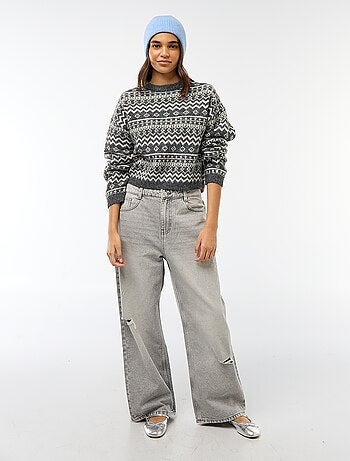 Pull en maille grosse jauge col rond