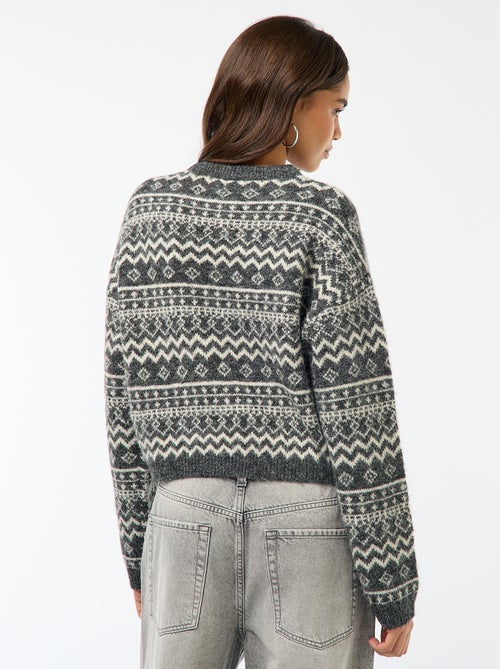 Pull en maille grosse jauge col rond - Kiabi