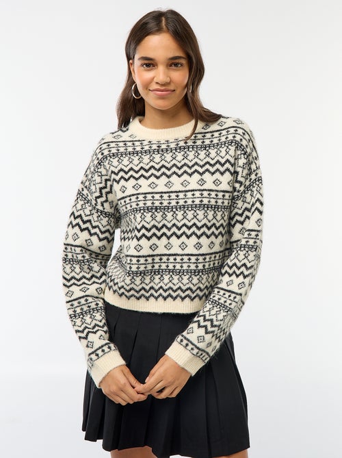 Pull en maille grosse jauge col rond - Kiabi