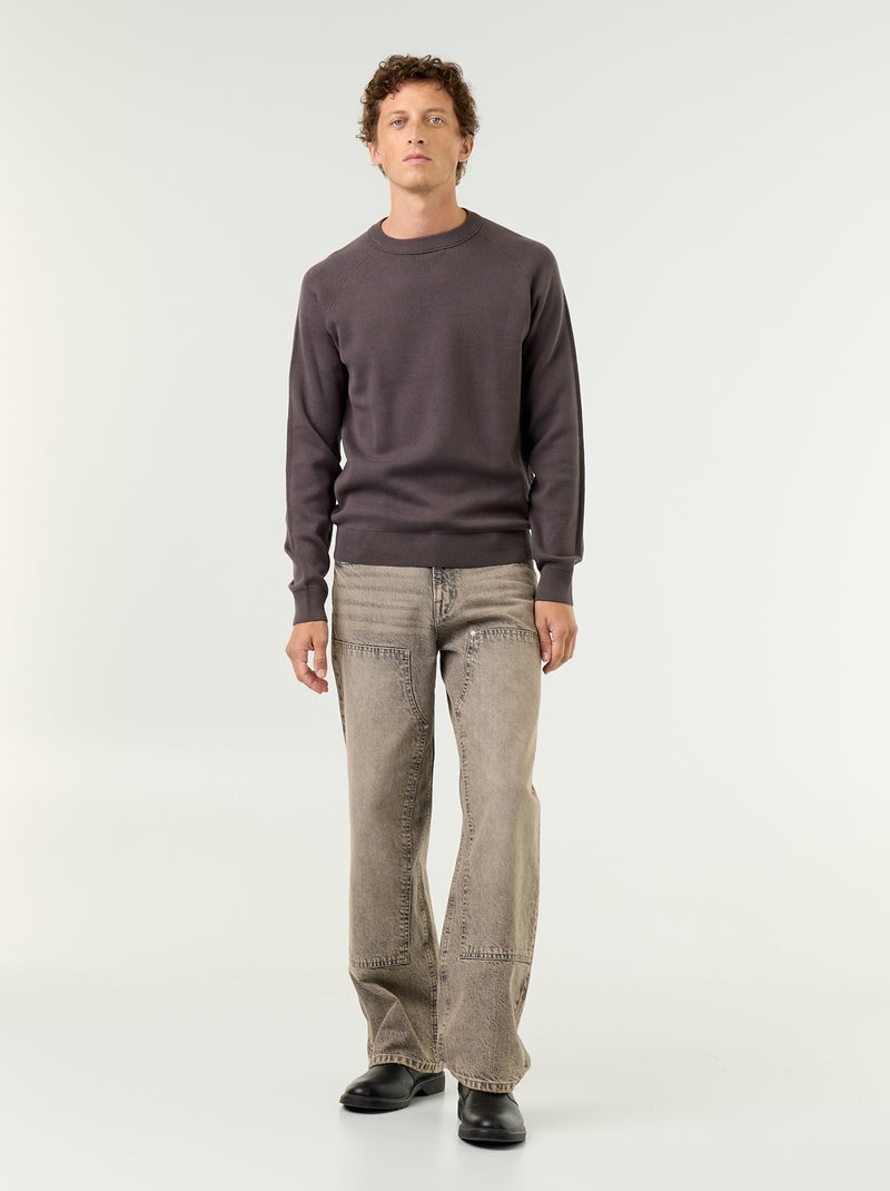 Pull en maille grosse jauge Gris - Kiabi