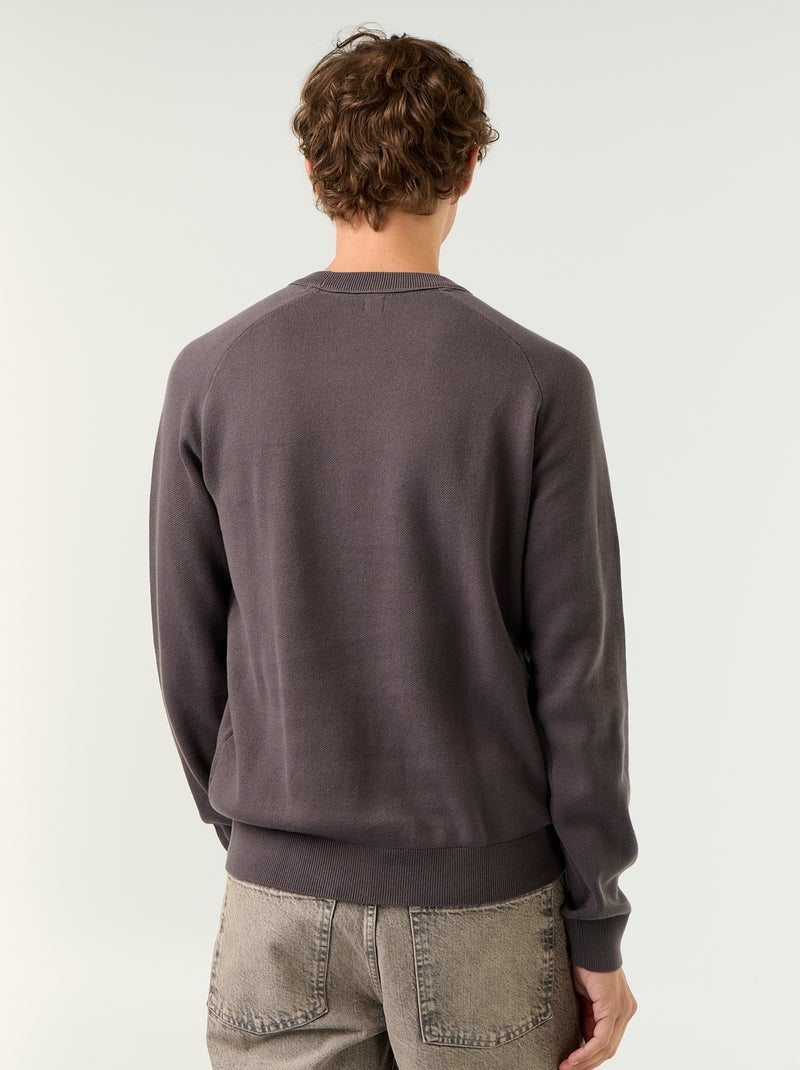 Pull en maille grosse jauge Gris - Kiabi