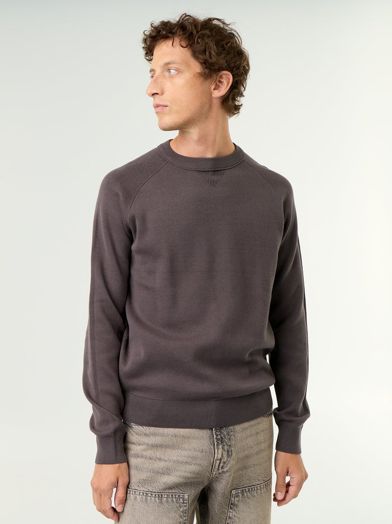 Pull en maille grosse jauge Gris - Kiabi
