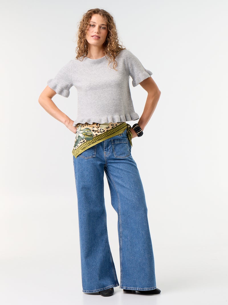 Pull en maille grosse jauge Gris - Kiabi