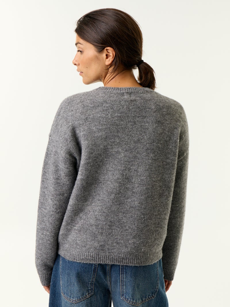 Pull en maille grosse jauge Gris - Kiabi