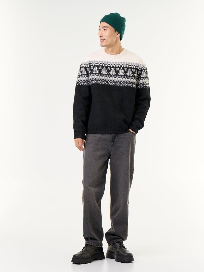 Pull en maille grosse jauge Gris - Kiabi