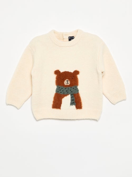 Pull en maille grosse jauge imprimé 'ourson' - Kiabi