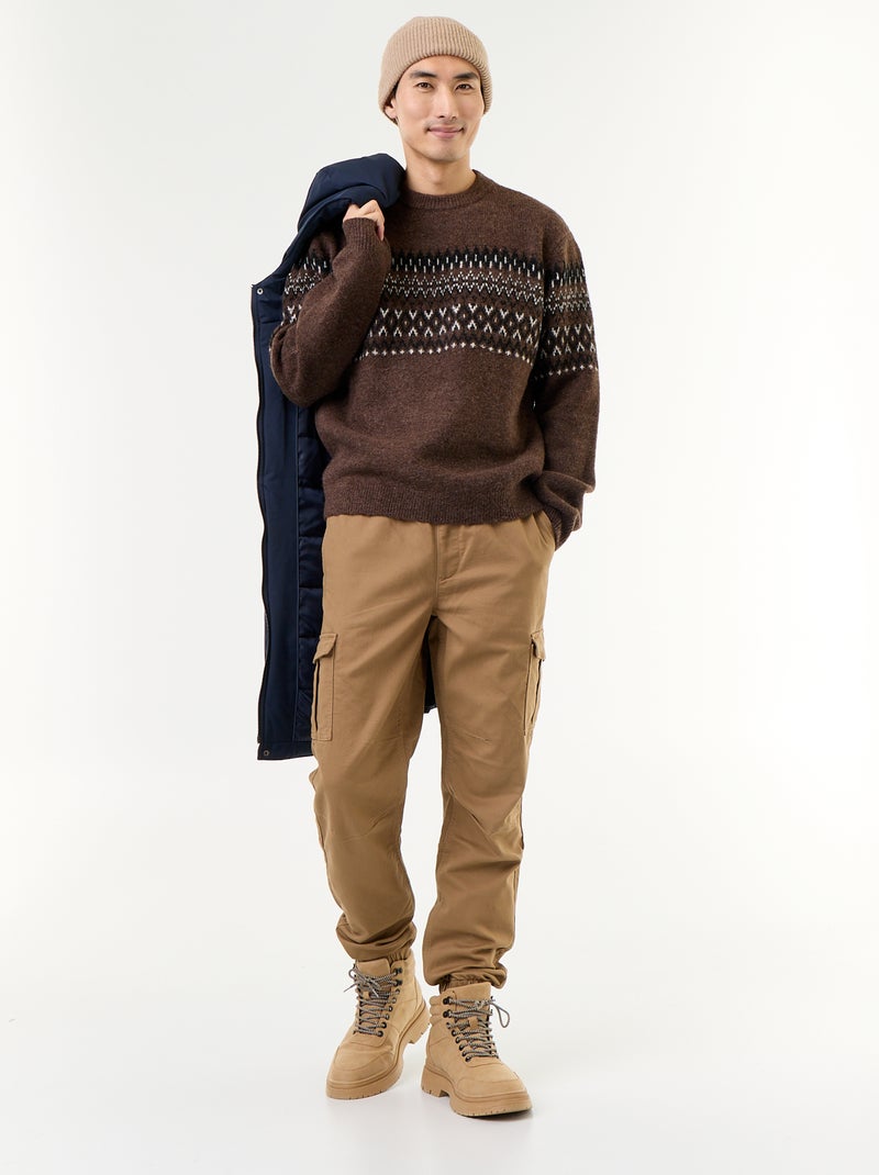 Pull en maille grosse jauge Marron - Kiabi
