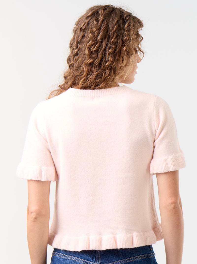 Pull en maille grosse jauge Rose - Kiabi