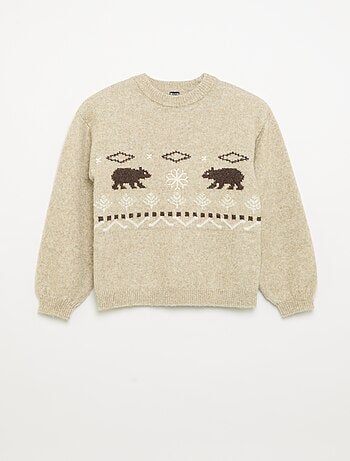 Pull en maille jacquard avec motifs 'ours'