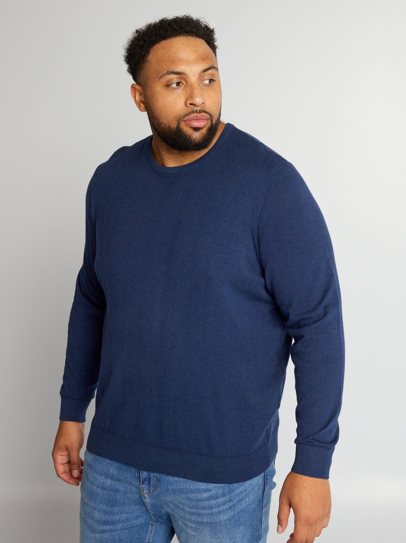 Pull en maille jersey fine jauge Bleu foncé - Kiabi