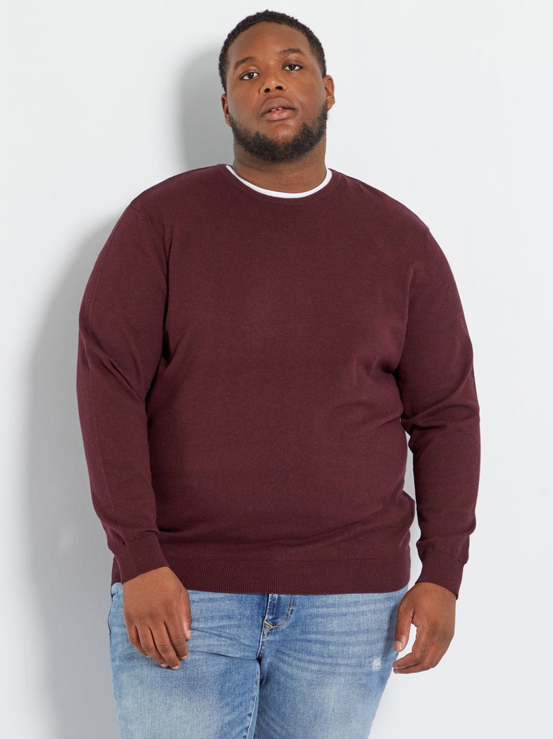 Pull en maille jersey fine jauge Bordeaux - Kiabi